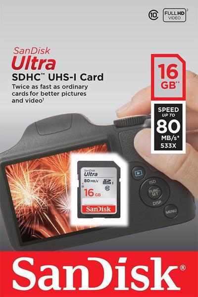 SanDisk Secure Digital Ultra HC 16GB, 80MB/s Class 10/UHS-I mälukaart