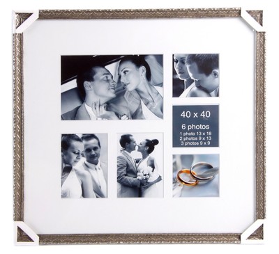 Galeriiraam Melodie 40x40 paspartuuga 6-le fotole hõbe 1305027